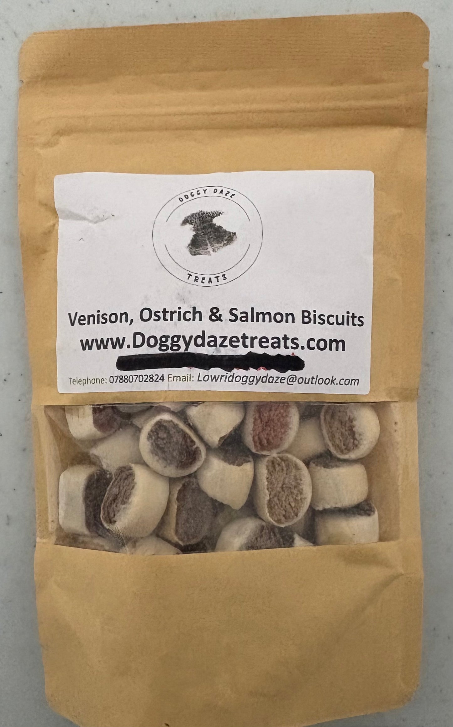 100g Venison, ostrich and salmon biscuits